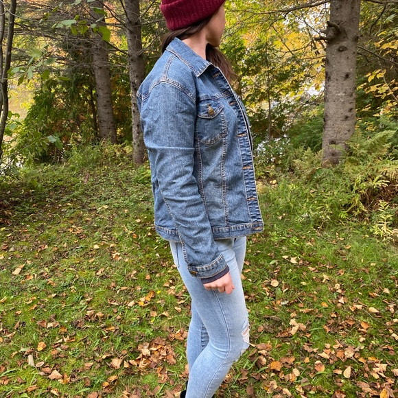 Jeans coat, jacket with flower and butterfly in the back size M - Picture 5 of 10